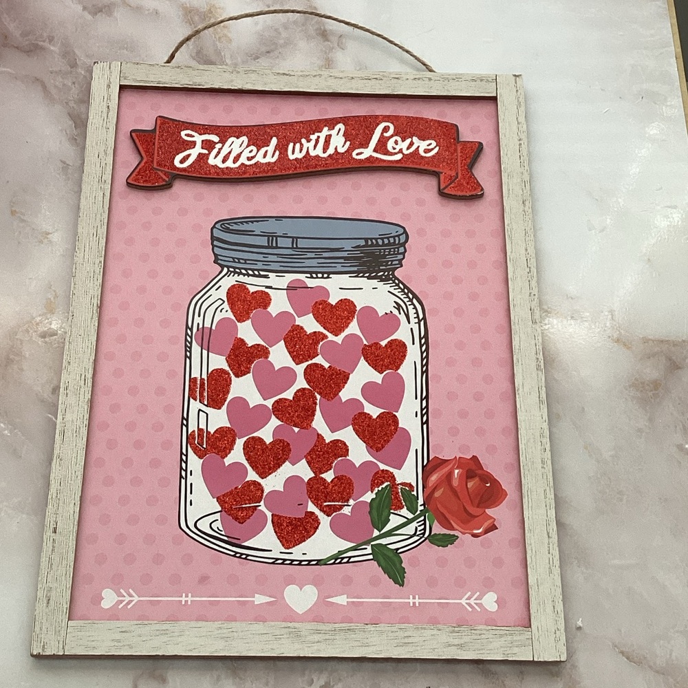 glitter heart rustic frame picture decor